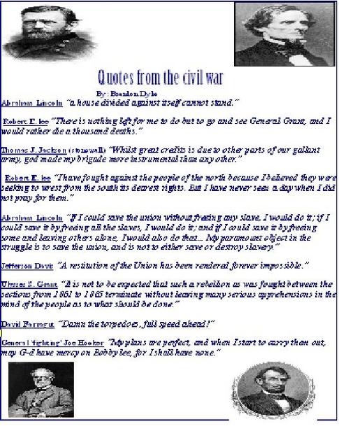 famous quotes about war. Famous Civil War Quotes